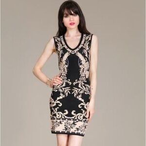 Jealous Tomato Anthi Black Floral Bodycon Sweater Dress 🖤